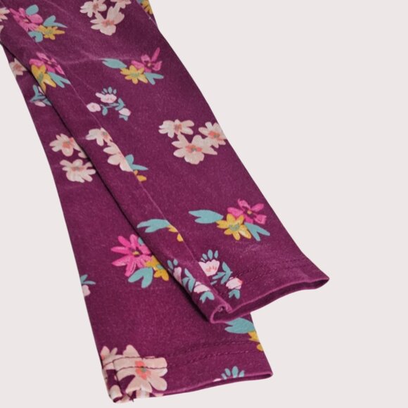 Girl's 3T Carter's Lot of 2pr Maroon Floral & Teal Floral Leggings T18 - Picture 7 of 7